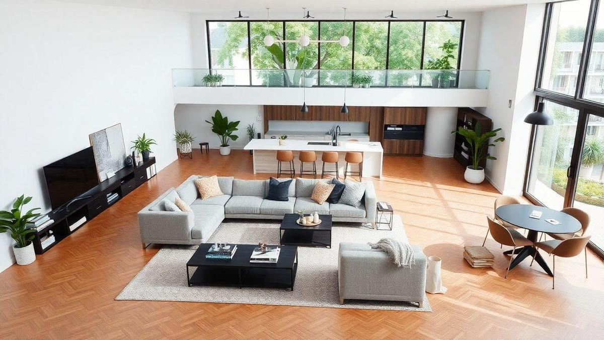 Organização de espaço em uma sala integrada